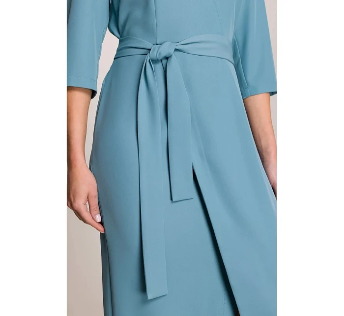 Šaty S396 zavazovací tyrkysově modré - Stylove Šaty S396 zavazovací tyrkysově modré - Stylove