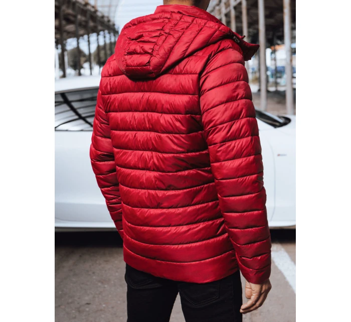 Pánská prošívaná bunda s kapucí červená FashionStreet TX4447