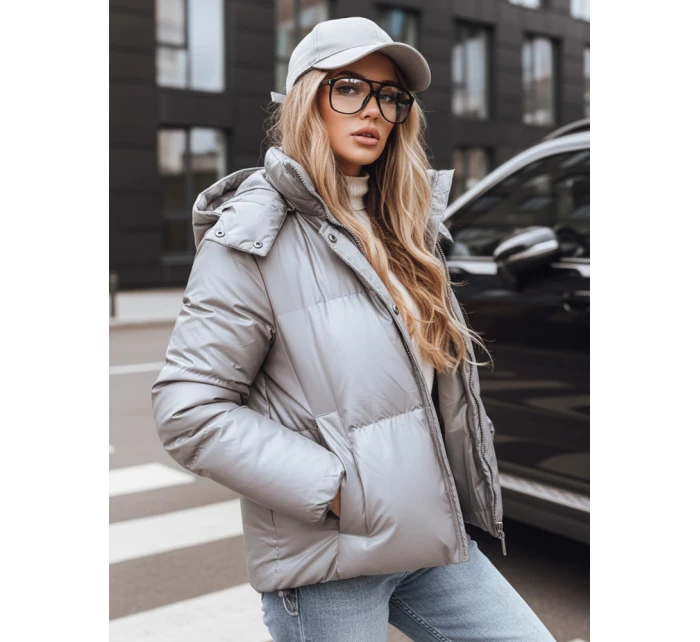 Dámská přechodná kožená bunda tmavě šedá FashionStreet TY5191