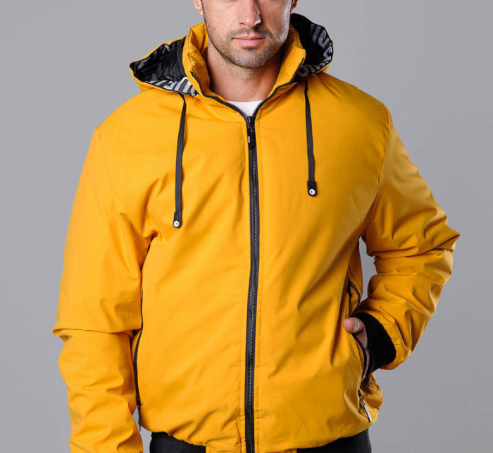Pánská žlutá sportovní bunda s kapucí (5M3111-254)