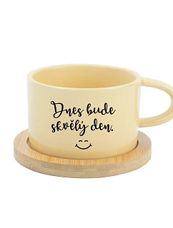 DNES BUDE SKVĚLÝ DEN - žlutý hrníček makronka 200 ml