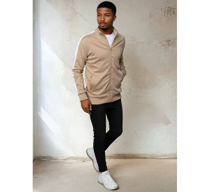 Pánská rozepínací mikina béžová Dstreet BX5564 Pánská rozepínací mikina béžová Dstreet BX5564