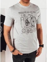 Pánské šedé tričko s potiskem FashionStreet RX5395