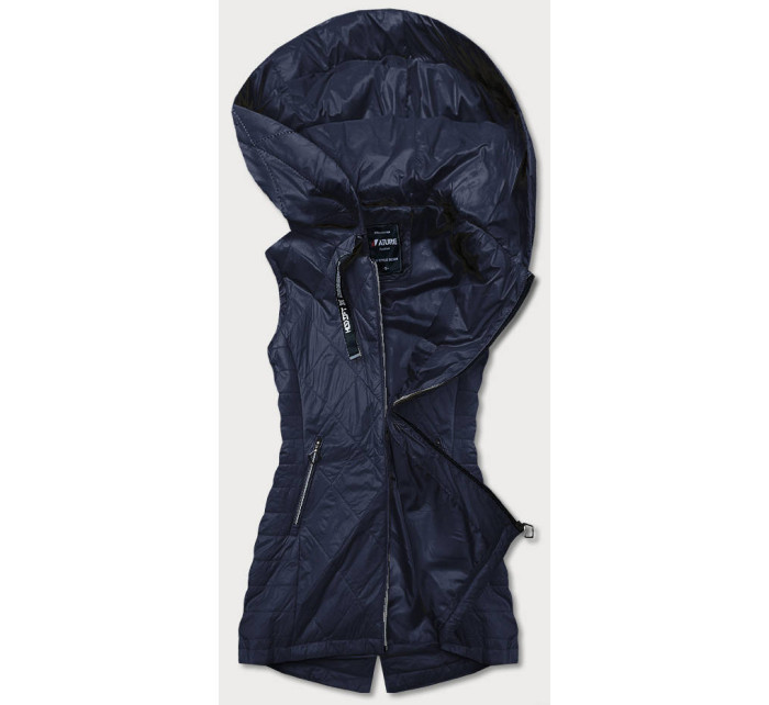 Lehká tmavě modrá dámská vesta s kapucí (RQW-7006)