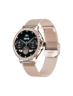 Dámské chytré hodinky VELTORI VT320-1 Zlatý náramek + růžový silikonový řemínek Dámské chytré hodinky VELTORI VT320-1 Zlatý náramek + růžový silikonový řemínek