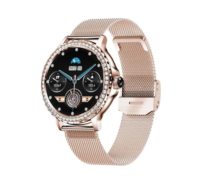 Dámské chytré hodinky VELTORI VT320-1 Zlatý náramek + růžový silikonový řemínek Dámské chytré hodinky VELTORI VT320-1 Zlatý náramek + růžový silikonový řemínek