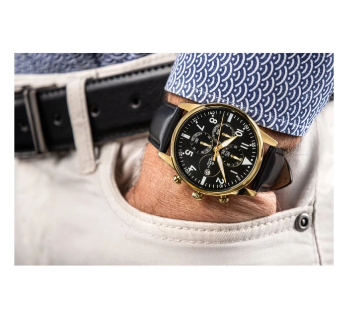 Pánské hodinky Giewont Chronograph Sapphire Black and Gold GW5630-A4 Pánské hodinky Giewont Chronograph Sapphire Black and Gold GW5630-A4