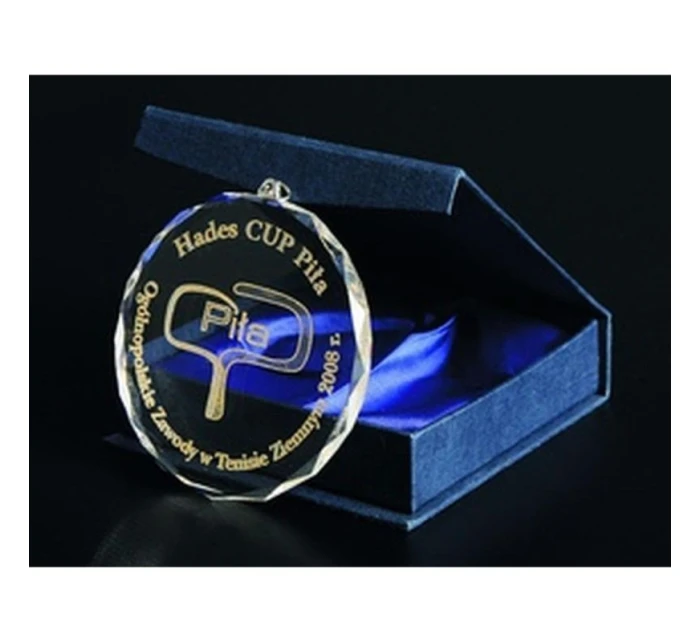 Skleněná rytá medaile s pouzdrem