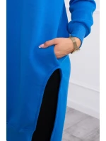 Zateplená halenka s bočními rozparky chrpově modrá Zateplená halenka s bočními rozparky chrpově modrá