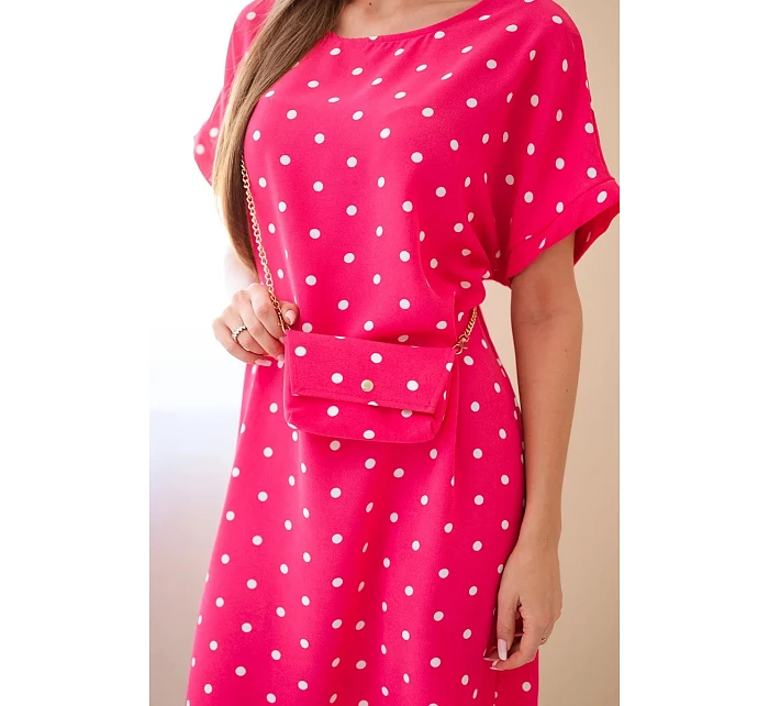 Dámské šaty s puntíky s krátkým rukávem a model 22064441 fuchsiová - K-Fashion
