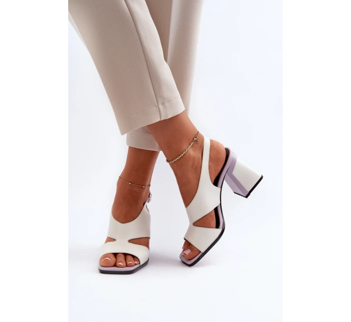 Dámské sandály na podpatku bílé D&A MR38-153