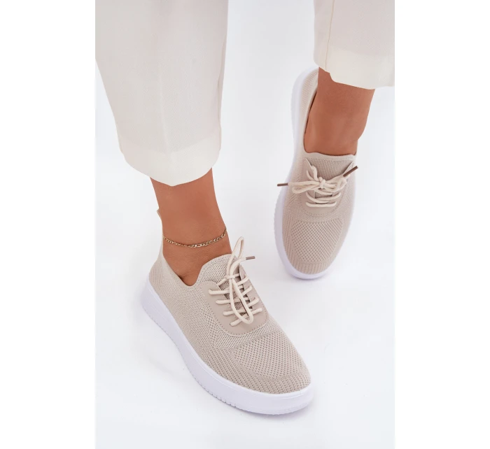 Materiálové Sportovní Boty Na Platformě Dámské Béžové Kalyra