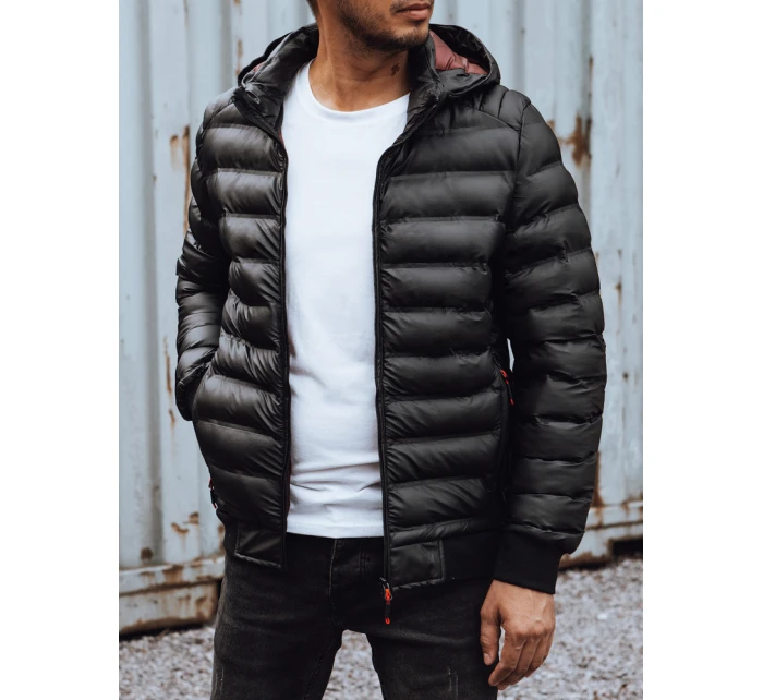 Pánská prošívaná bunda s kapucí černá FashionStreet TX4764 Pánská prošívaná bunda s kapucí černá FashionStreet TX4764