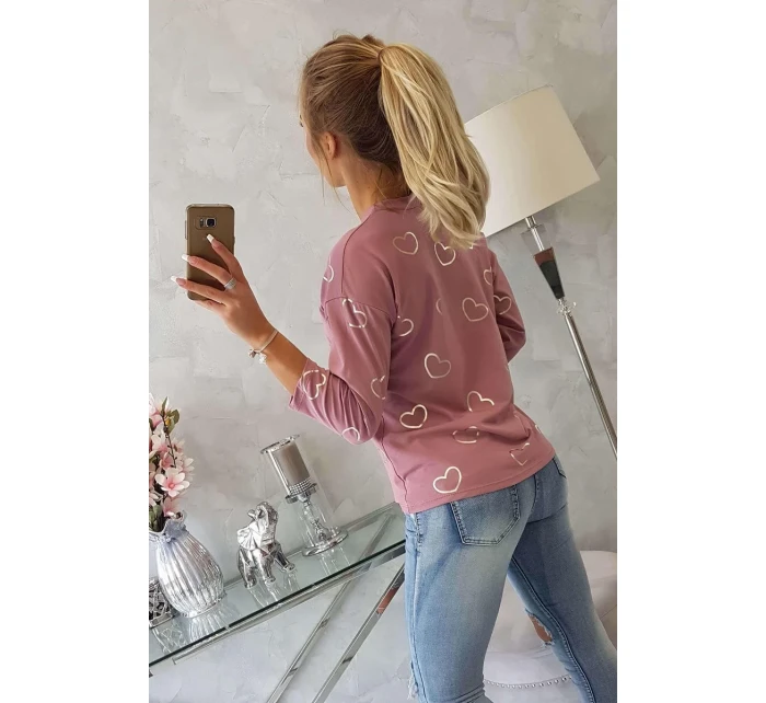 Halenka s potiskem srdce tmavě růžová