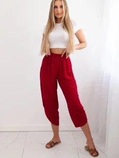 Kalhoty se širokými nohavicemi a kapsami Burgundsko