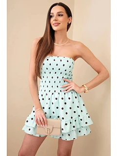 Dámský viskózový overal s puntíky s volánem mátový