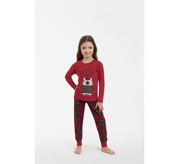 Dětské pyžamo Tess, dlouhý rukáv, dlouhé nohavice - červená/potisk