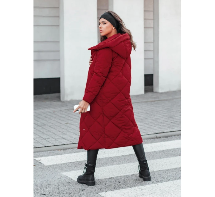 Dámská prošívaná zimní bunda s kapucí FEMACOAT vínová FashionStreet TY5479