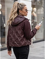 Dámská prošívaná přechodová bunda s kapucí, bordová, FashionStreet TY6094 Dámská prošívaná přechodová bunda s kapucí, bordová, FashionStreet TY6094