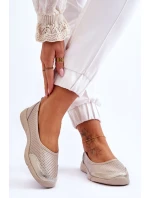 Kožené dámské prolamované baleríny Béžová model 21616489 - EVENTO