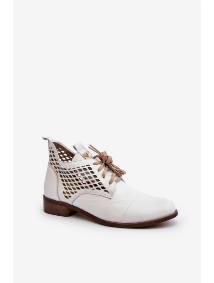 model 21646163 Nízké Kožené Dámské Bílé Botky - Zazoo