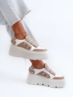 Zazoo 1833 Dámské Kožené Tenisky na Masivní Podrážce Bílé