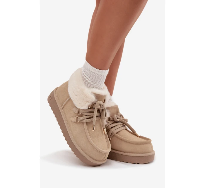 Ženské sněhule z přírodního semiše D.Franklin DFSH375006 světle béžové