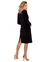 M641 Sametové blejzrové šaty s límečkem - černé