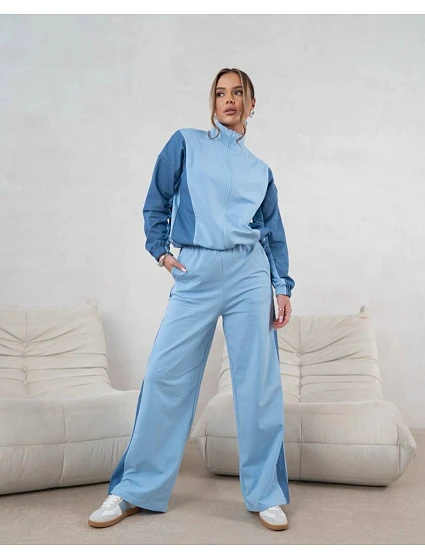 Tepláková souprava mikina na zip + široké kalhoty modrá model 22049168 - Moon Tepláková souprava mikina na zip + široké kalhoty modrá model 22049168 - Moon