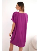 Šaty s kapsami a přívěskem tmavě fialová