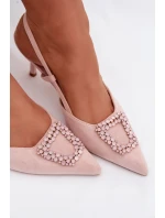 Dámské sandály na jehlovém podpatku s ozdobou Růžové Ismeria