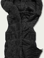 Černá kožešinová vesta s kapucí (B8059-1)