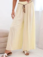 Dámské kalhoty z viskózy se širokými nohavicemi žlutý