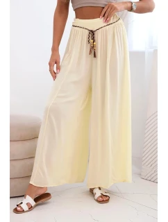 Dámské kalhoty z viskózy se širokými nohavicemi žlutý