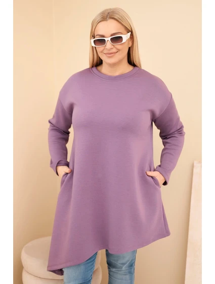 Dámská model 21808671 Plus Size z viskózy s volným střihem a dlouhým rukávem fialová - K-Fashion