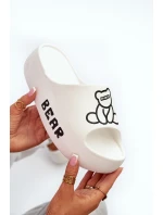 Dámské pěnové žabky na masivní podrážce s medvídkem bílé Lamira