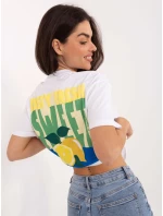 T shirt model 21798130 biało żółty - FPrice T shirt model 21798130 biało żółty - FPrice