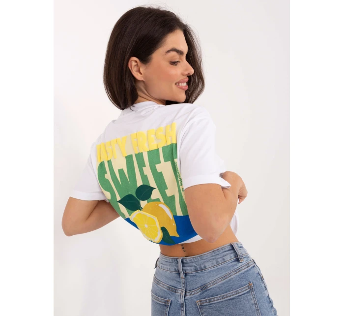 T shirt model 21798130 biało żółty - FPrice T shirt model 21798130 biało żółty - FPrice