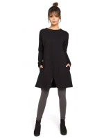 B042 Tunika s předním rozparkem - černá