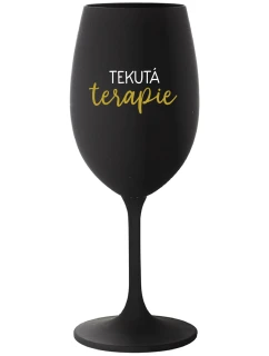 TEKUTÁ TERAPIE - černá sklenice na víno 350 ml