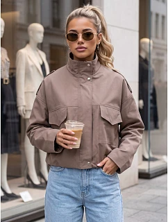 Kurtka przejściowa damska oversize ze stójką beżowa model 22540558 - FashionStreet