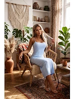 673-2 Midi šaty s tenkými ramínky a jemným leskem - modré