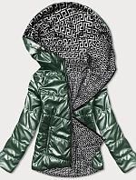 Oboustranná zelená dámská bunda s kapucí (B9793-10)