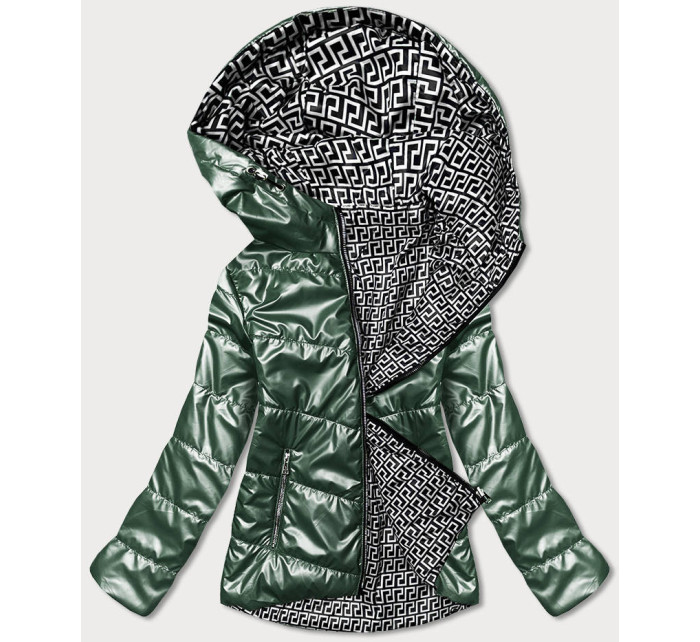 Oboustranná zelená dámská bunda s kapucí (B9793-10)