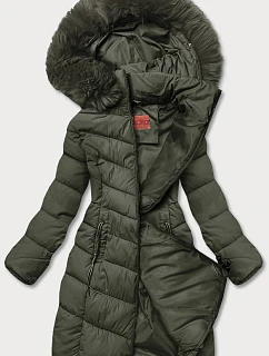ZIMOWA KURTKA Z KAPTUREM KHAKI model 21244567 - YES!PINK