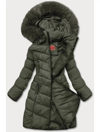 Zimní bunda v khaki barvě s kapucí (ty045-29)