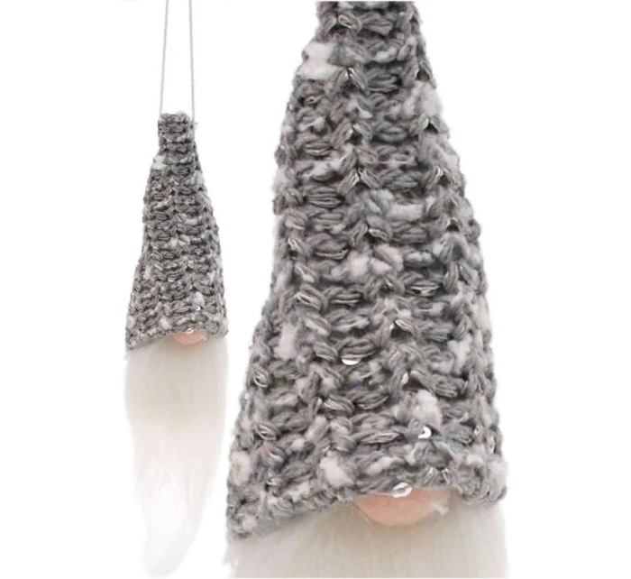 DEKORAČNÍ PŘÍVĚSEK SANTA CLAUS 11CM FLITRY ŠEDÁ