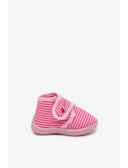 Dětské pantofle na suchý zip s pruhy růžové model 21793863 - Boto Dětské pantofle na suchý zip s pruhy růžové model 21793863 - Boto