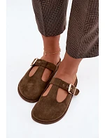 Dámské pantofle z imitace semiše tmavě zelené model 22125698 - Boto