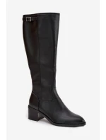 Dámské kozačky na podpatku model 21808573 Černá - VINCEZA Dámské kozačky na podpatku model 21808573 Černá - VINCEZA